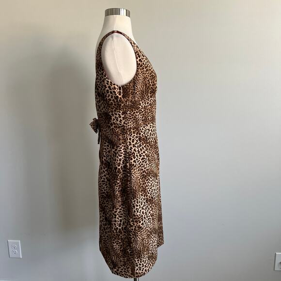 Jessica Howard Sheath Dress V-Neck Bow Back Leopard Print Sleeveless 12 NWT - Picture 4 of 8